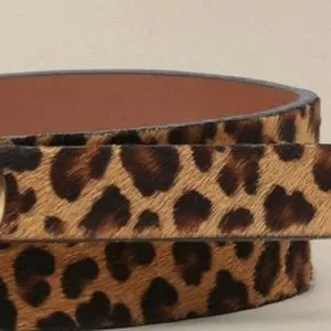 J. Crew 100% Leather Leopard Fur Belt with Brass Buckle Skinny Calf Hair Belt In Leopard For Women | J.Crew main image 4